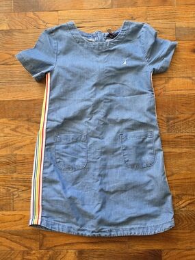 Nautica Girls Light Blue Chambray Dress with Rainbow Side Stripe